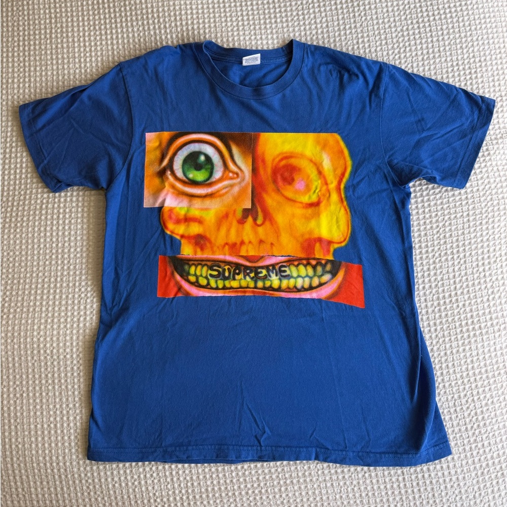 SUPREME Blue Skull Graphic T-Shirt